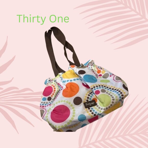 Thirty-One White Dot Lunch Insulated Bag with Playful Design designer tote - Picture 1 of 5